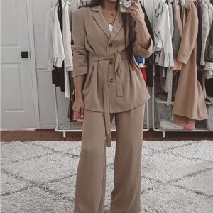 Tan Wide Leg Pant Suit